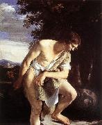 GENTILESCHI, Orazio David Contemplating the Head of Goliath fh painting